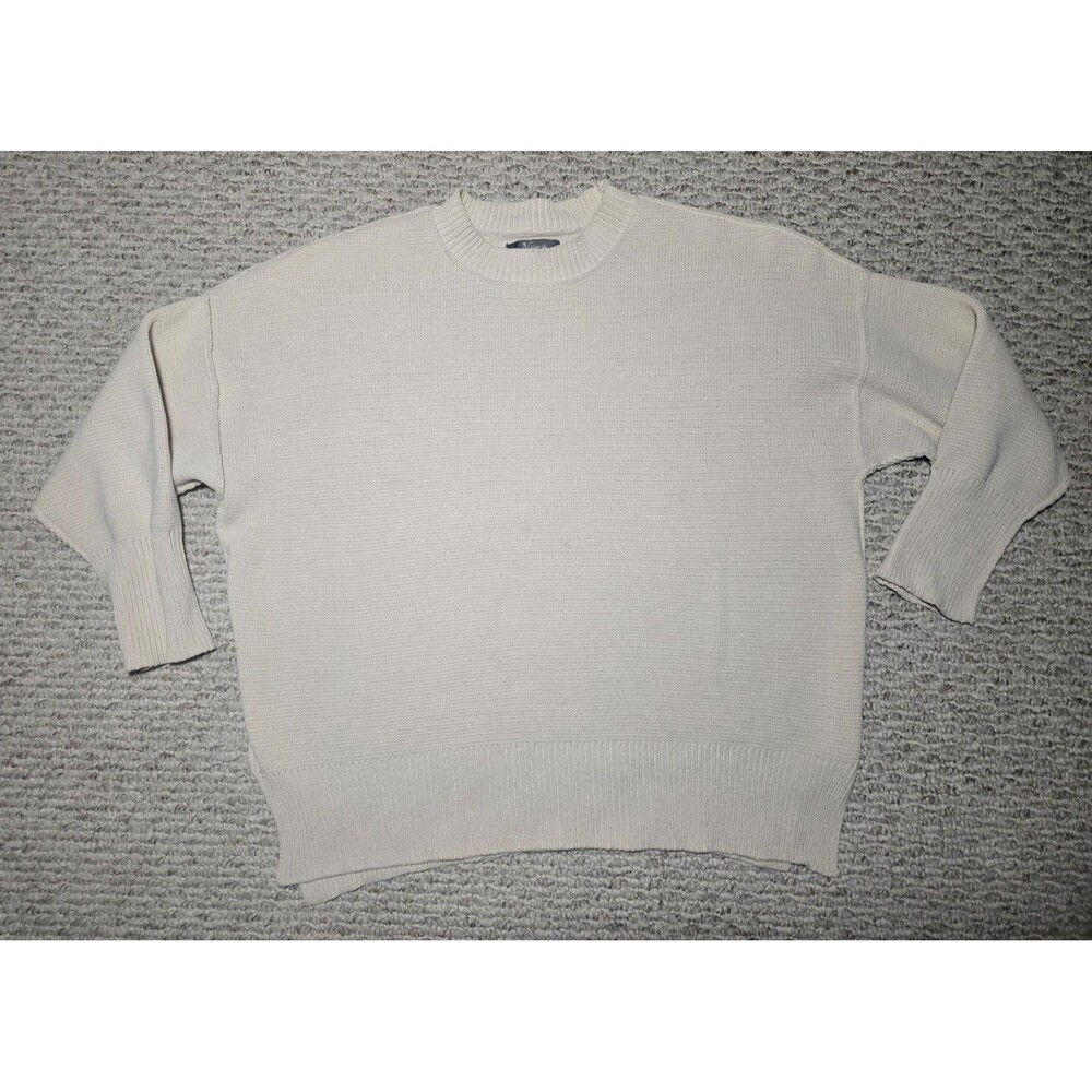 Natural Reflection Crewneck Knit Sweater Cream Beige Oversize Small